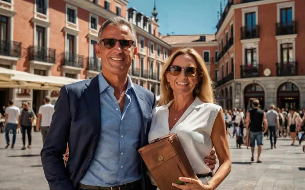 Una pareja de ejecutivos en Madrid se pregunta qué es la Ley Beckham para obtener un certificado de residencia fiscal en España pero pagar menos impuestos.