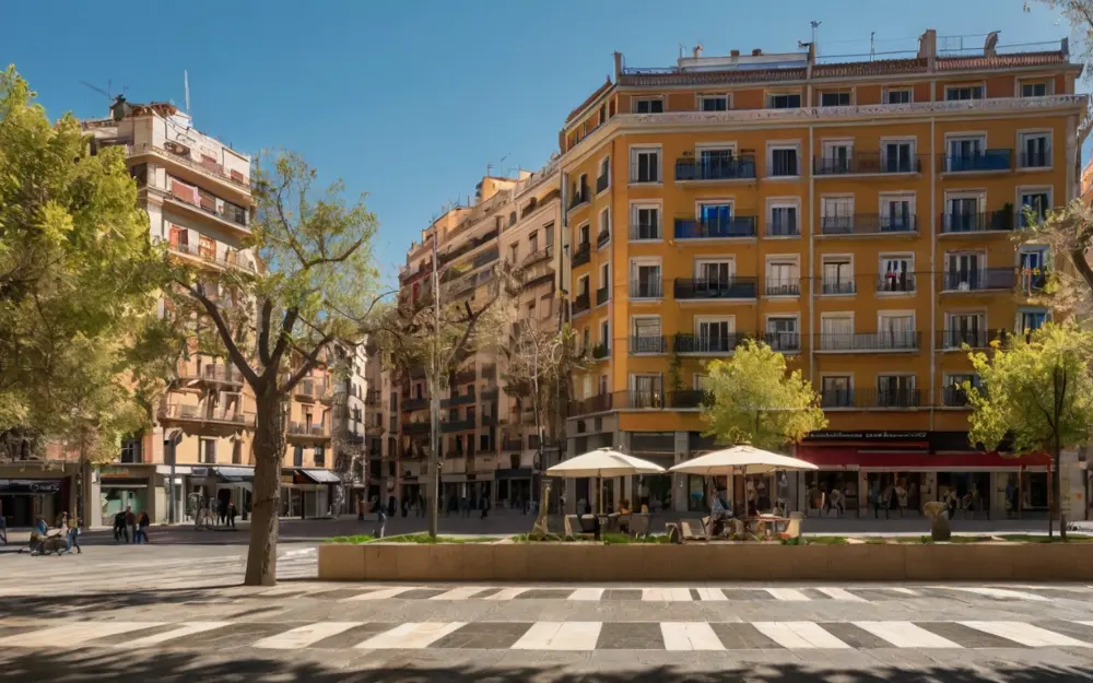 Luxury Real Estate in Madrid in a sunny day.