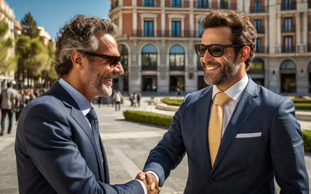 Un agente inmobiliario en Madrid llega a un trato con su cliente, un inversor internacional interesado en invertir en los barrios más lujosos de Madrid.