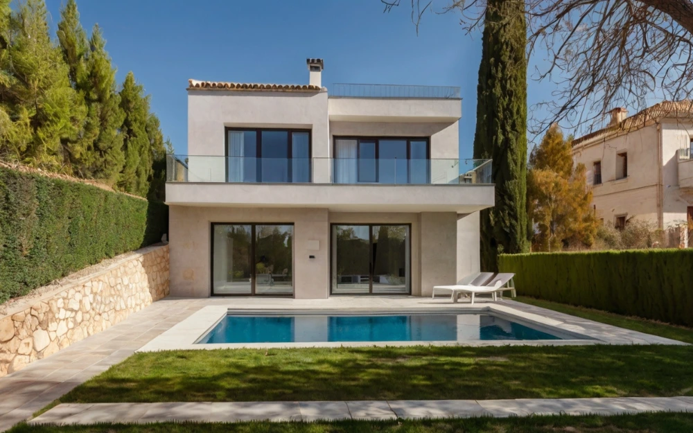 Casa de dos pisos moderna con piscina en casas en El Viso Madrid