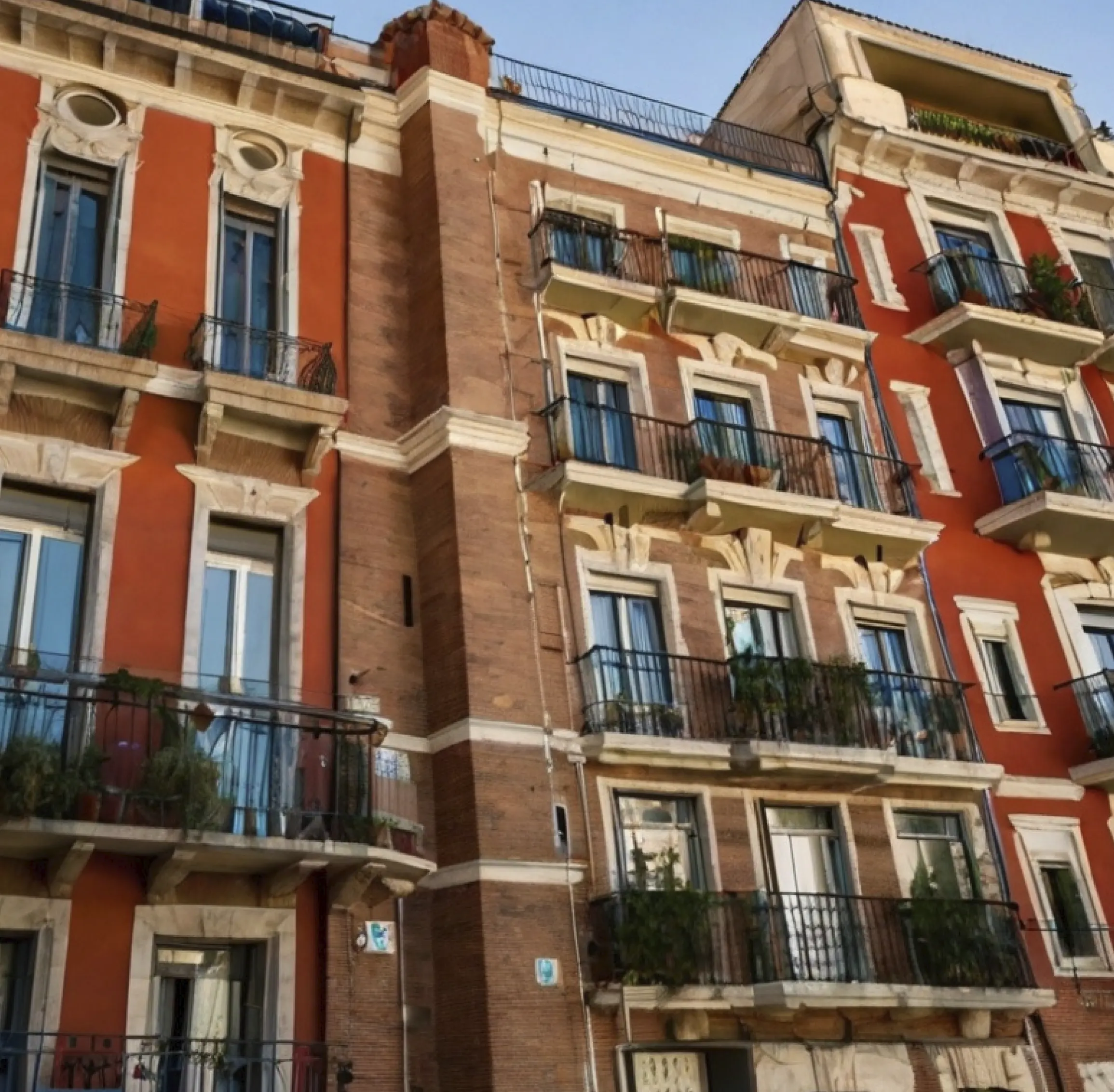 Fachada de un edificio de cinco plantas en el centro de Madrid, gestionado por Golden Partners para desahucios de viviendas.