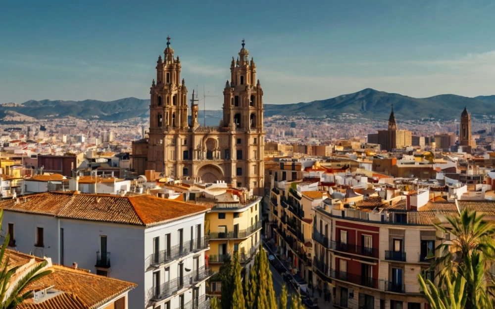 Vista panorámica de una ciudad española con edificios históricos, representando oportunidades de inversión en bienes raíces en España