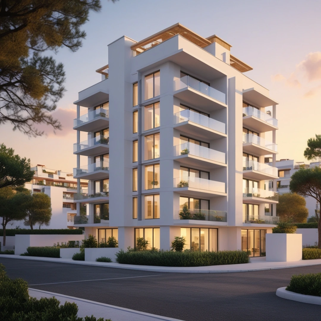 Modern apartment building illustrating the Spanish Horizontal Property Law, which governs shared ownership and community property rights in Spain.