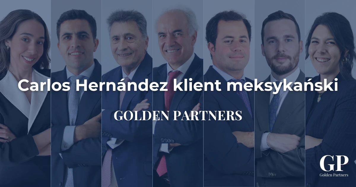 Zespół prawników Golden Partners – grafika przedstawiająca klienta meksykańskiego Carlosa Hernándeza współpracującego przy inwestycjach w Hiszpanii.